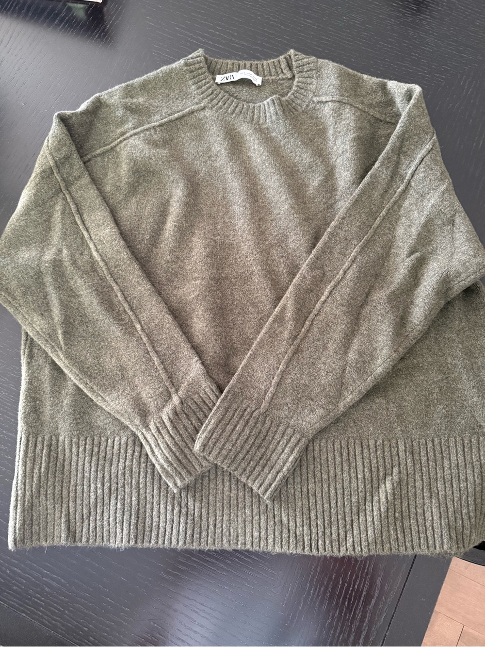 Zara Forest Green Knit Sweater Size Medium Like New